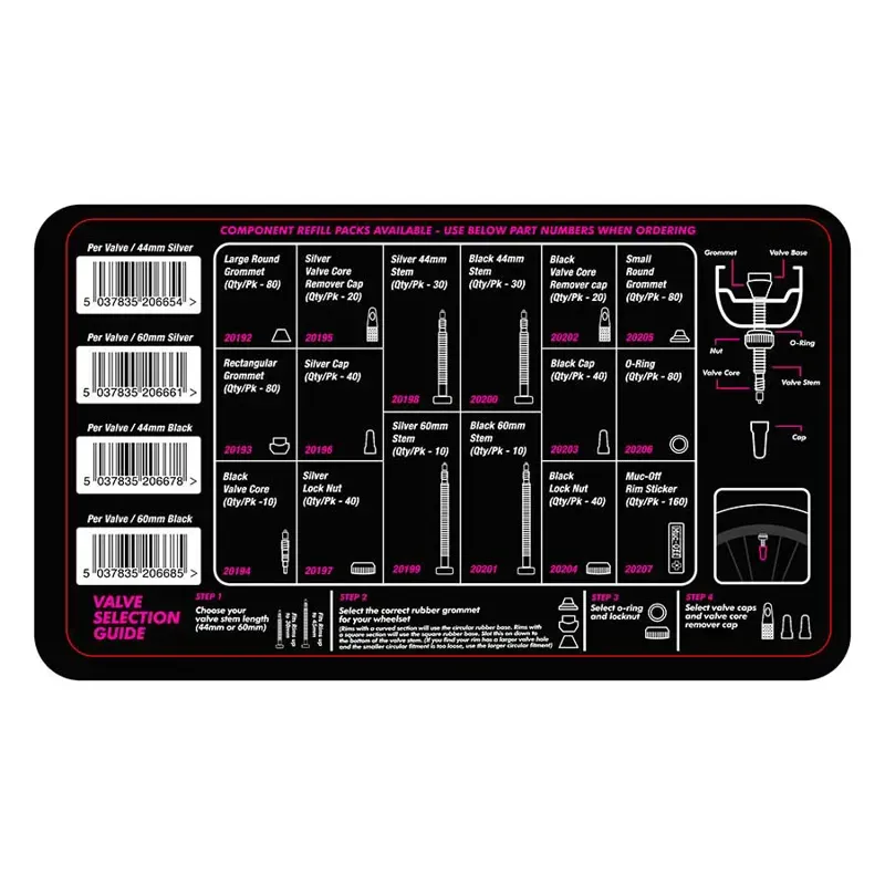 Muc-Off Valve Kit Box in Black/Silver-2