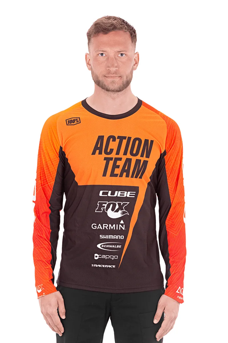 orange long sleeve cycling jersey