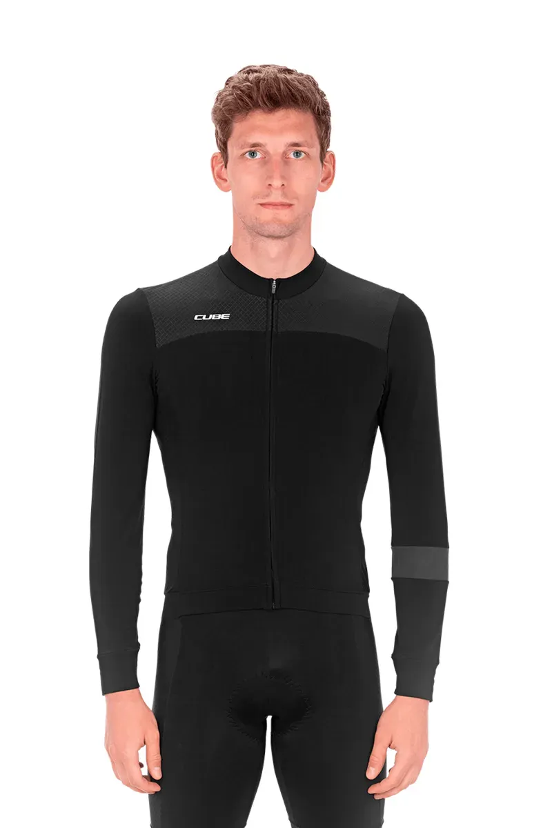Cube Blackline Long Sleeve Cycling Jersey in Black