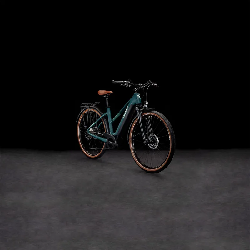 2024 Cube Touring Hybrid One 625 - Trapeze Frame Electric Hybrid Bike - Dark Green-1