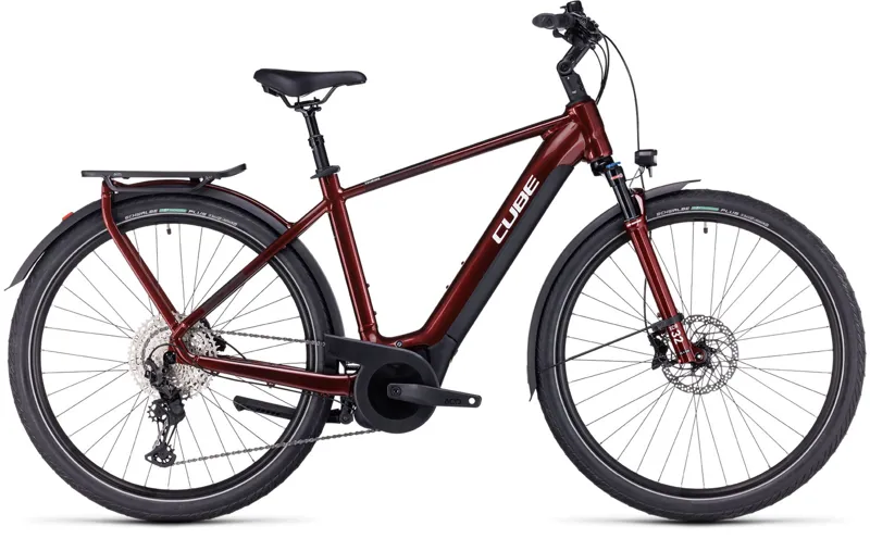 2024 Cube Touring Hybrid EXC 625 - Electric Hybrid Bike - Red / White