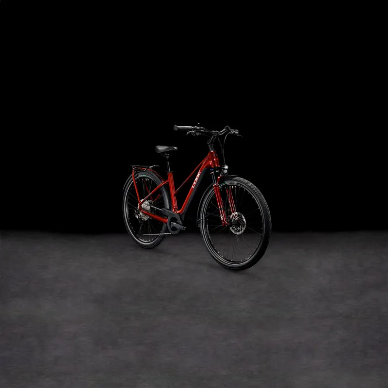 2024 Cube Touring Hybrid EXC 625 - Trapeze Frame Electric Hybrid Bike - Red / White-1