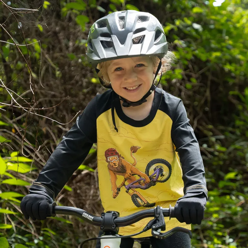 Kids Ride Shotgun Lion Windproof Kids Jersey - Yellow-2