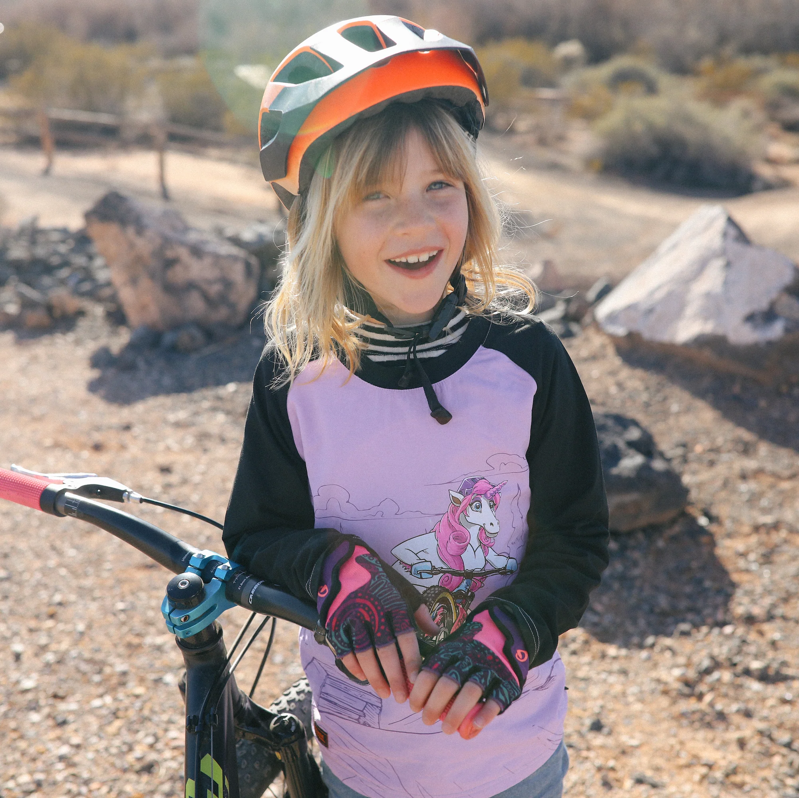 Kids Ride Shotgun Unicorn Windproof Kids Jersey - Pink/Black-3