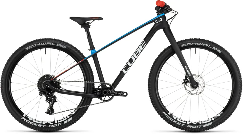 2023 Cube Elite 240 C:62 SLX Mountain Bike in Carbon/Blue/Red YOUTH 