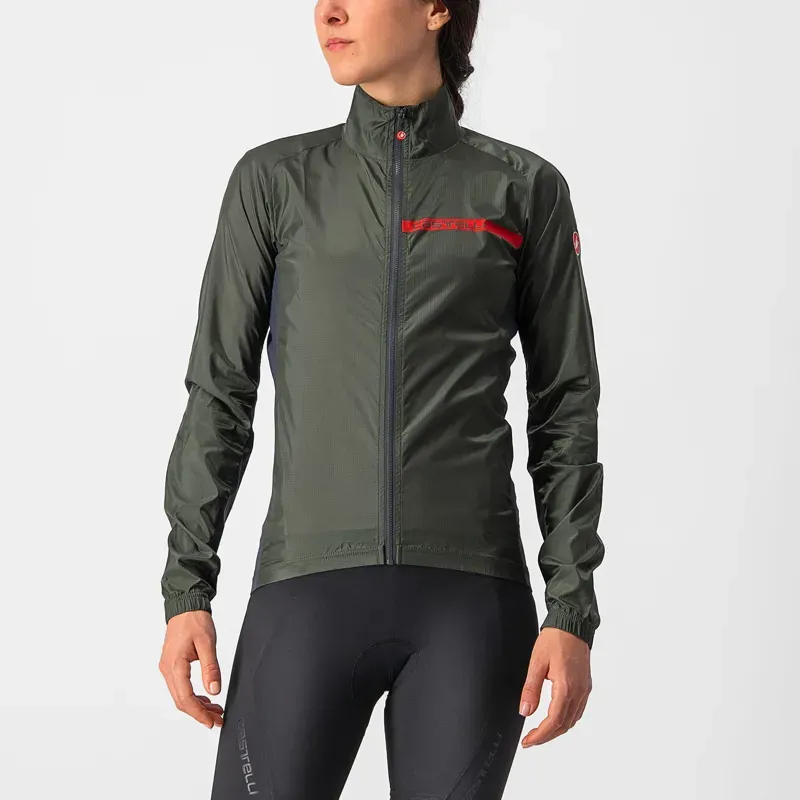 Castelli Squadra Stretch Womens Jacket in Military Green/Dark Grey