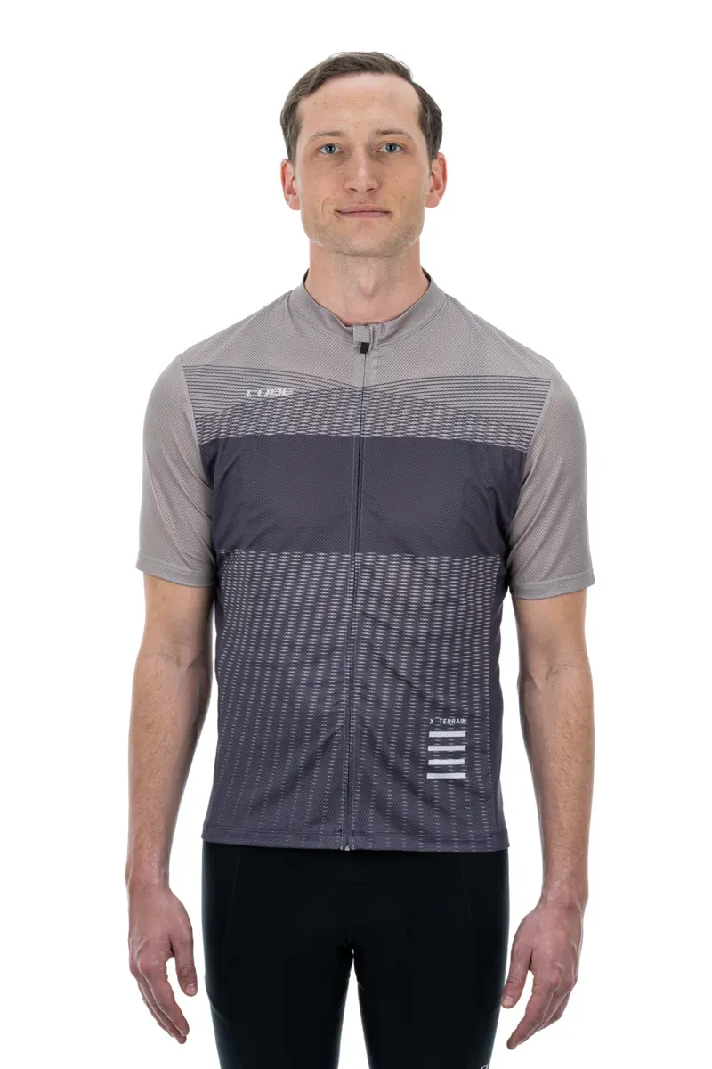 2022 Cube ATX Short Sleeve Full Zip Jersey in Beige/Grey