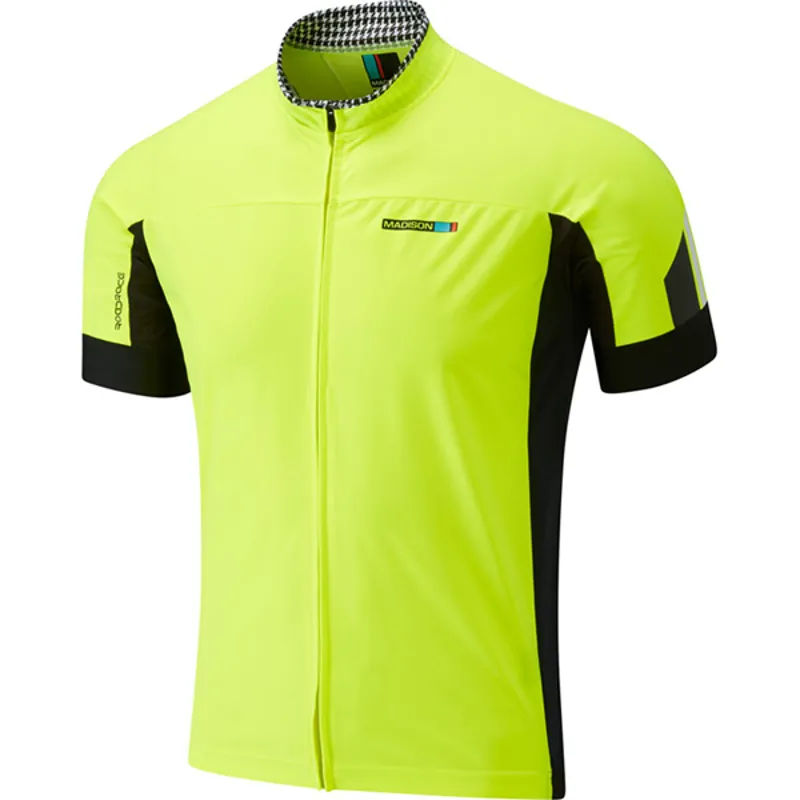 Madison RoadRace Mens Short Sleeved Windtech Jersey in Yellow