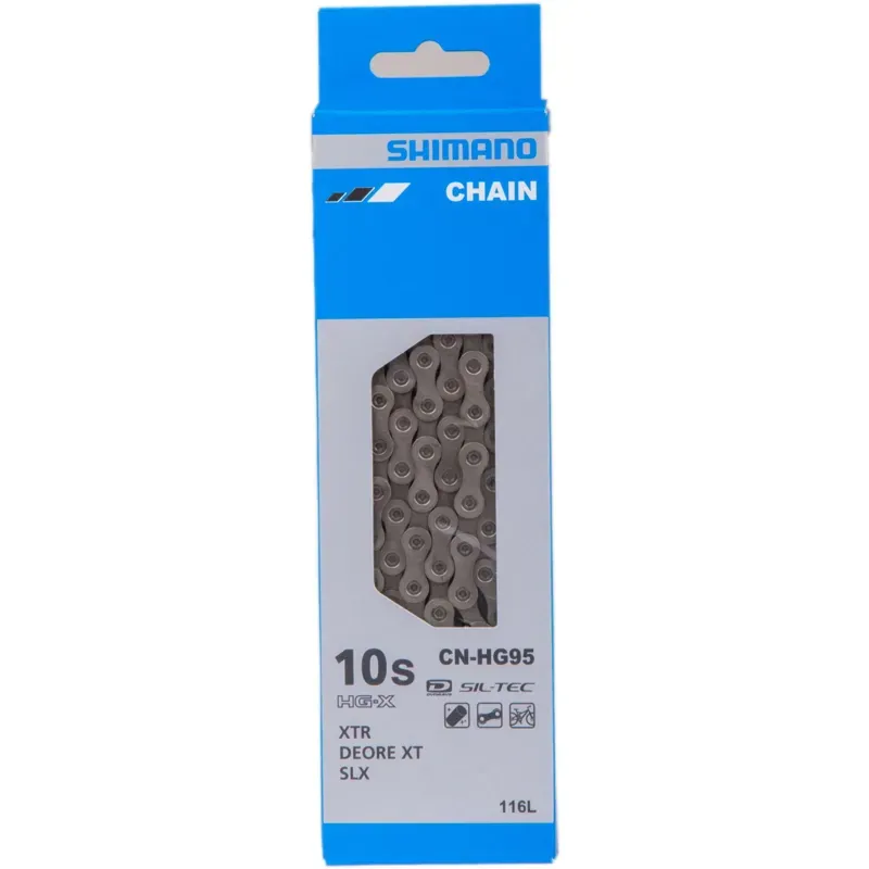 Shimano HG95 Chain - 10 Speed - 116Links - Rivet Pin - Silver-1