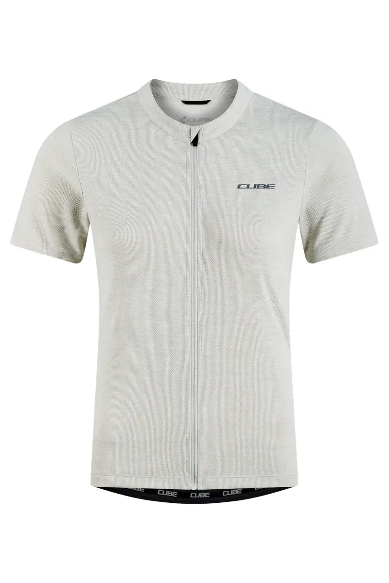 Cube Gravel Women's Jersey Full Zip Cargo Short Sleeve in Light Grey