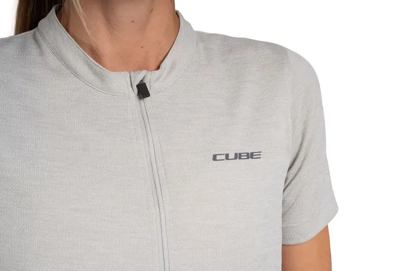 Cube Gravel Women's Jersey Full Zip Cargo Short Sleeve in Light Grey-2