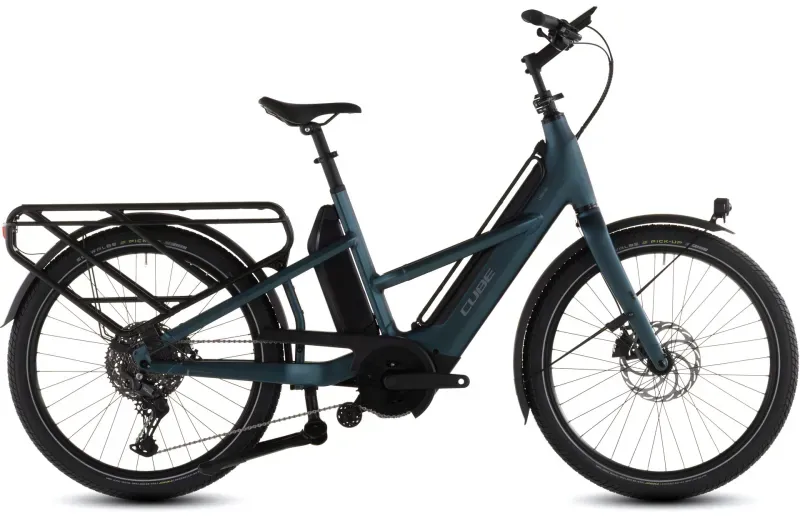 2026 Cube Longtail Hybrid 800 eCargo Bike in Royal Green/Black