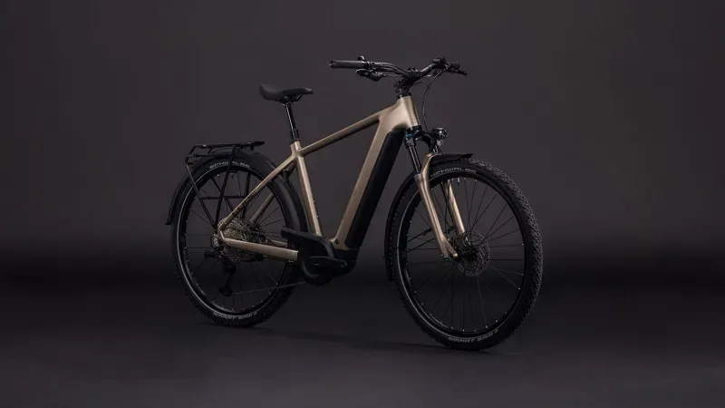 Cube Nuride Hybrid Pro 600 E-Gravel Bike in Flash Stone/Chrome-1