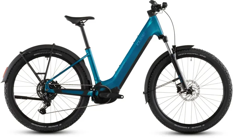 2026 Cube Reaction Hybrid Performance 600 FE E-MTB In Electric Blue/Dazzle-2