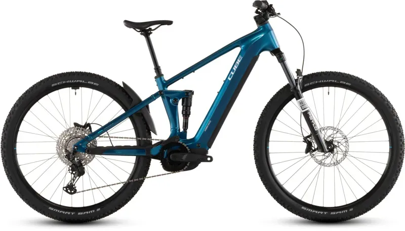 2026 Cube Stereo Hybrid one22 Race 800 E-Hybrid Bike In Electric Blue/White