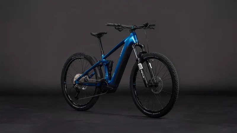 2026 Cube Stereo Hybrid one22 Race 800 E-Hybrid Bike In Electric Blue/White-1