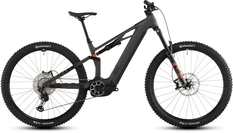2026 Cube Stereo Hybrid One44 HPC SLX 800 E-MTB in Slab Grey/Orange