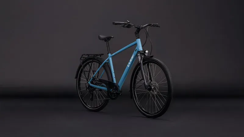 2026 Cube Touring One Hybrid Bike in Blue Bird/Grey-1