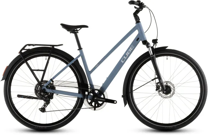 2026 Cube Touring One Hybrid Bike in Blue Bird/Grey-2