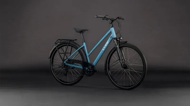 2026 Cube Touring One Hybrid Bike in Blue Bird/Grey-3