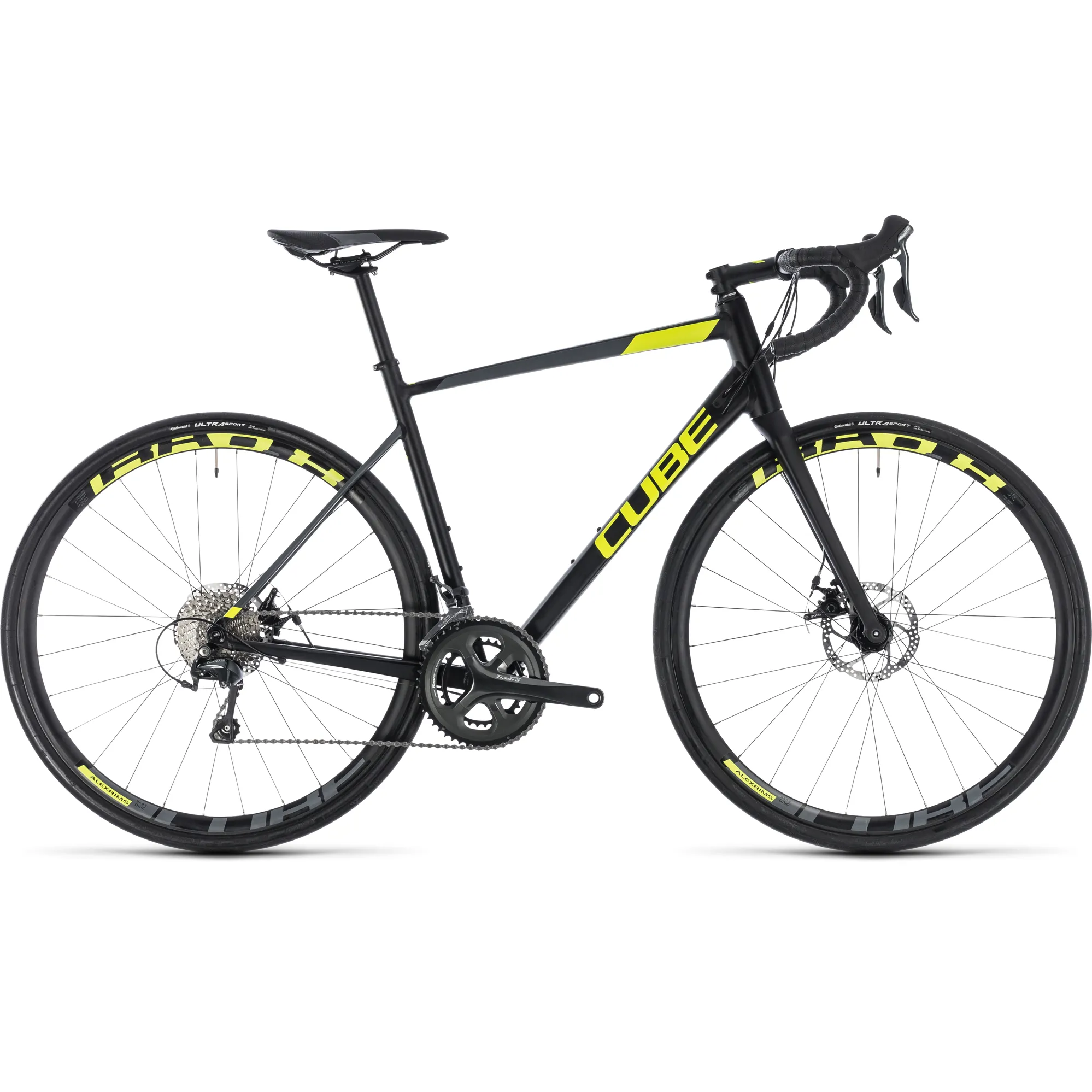 2018 CUBE ATTAIN RACE DISC MENS ROAD BIKE BLACK YELLOW