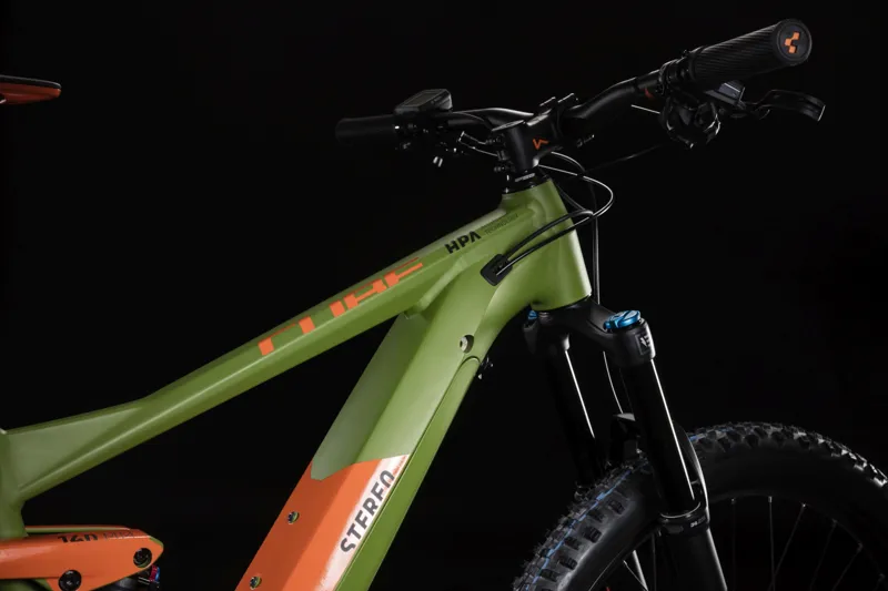 2019 Cube Stereo Hybrid 140 Race 500 Electric FS Mountainbike in Green-1