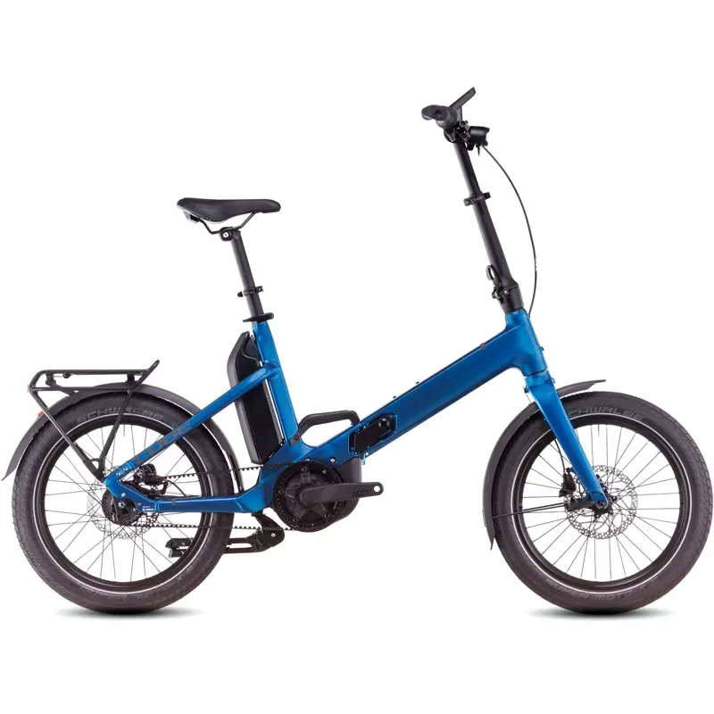 Cube Fold Hybrid Comfort 500 Electric Bike in Electric Blue/Reflex