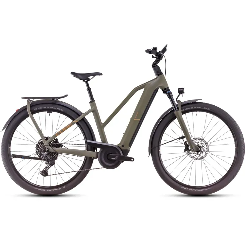 2025 Cube Kathmandu Hybrid Pro 800 Trapeze - Electric Hybrid Bike - Dusty Olive / Gold