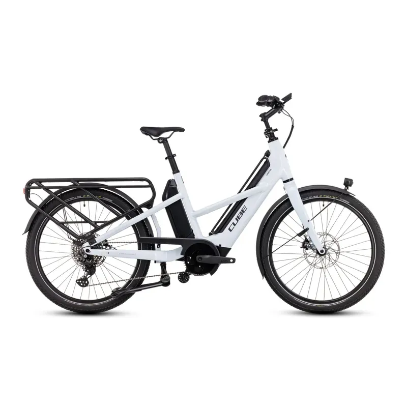 Cube Longtail Sport Hybrid 725 Cargo eBike in Flash White/Reflex