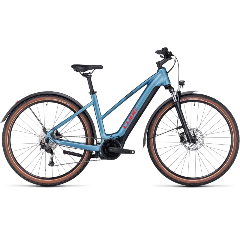 Cube Nuride Hybrid Performance 625 Allroad eTouring Bike in Blue/Red-1