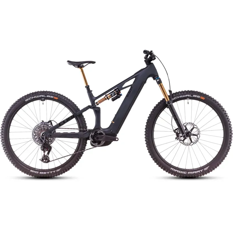 2025 Cube Stereo Hybrid One44 HPC AT - Electric Full Suspension Mountain Bike - Carbon / Gold