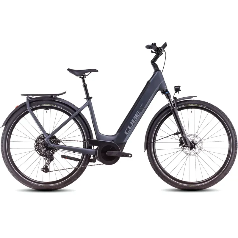 2025 Cube Touring Hybrid Pro 625 EE Electric Bike in Metallic Grey/Chrome