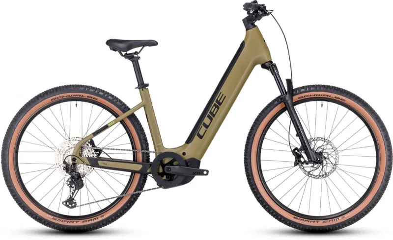 2024 Cube Reaction Hybrid Race 750 - Easy Entry Electric Mountain Bike - Olive / Green