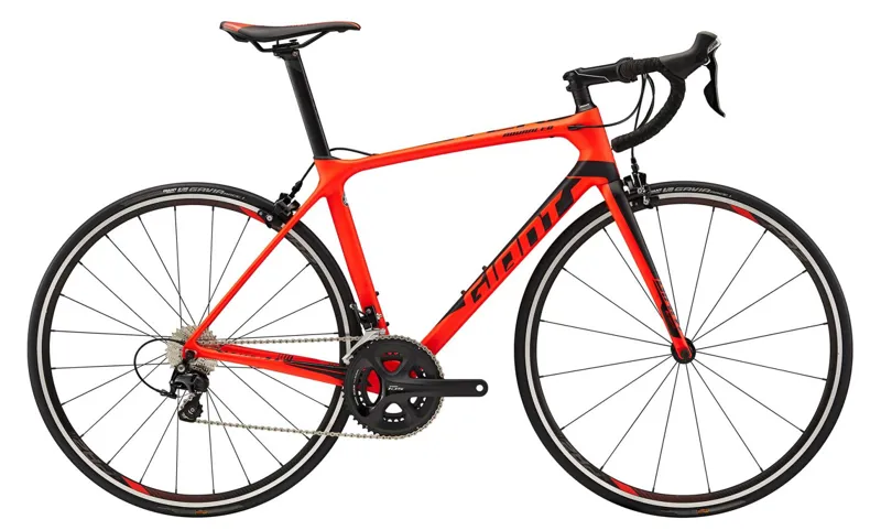 2018 GIANT TCR ADVANCED 2 CARBON ROAD BIKE, MATT NEON RED/MATT BLACK