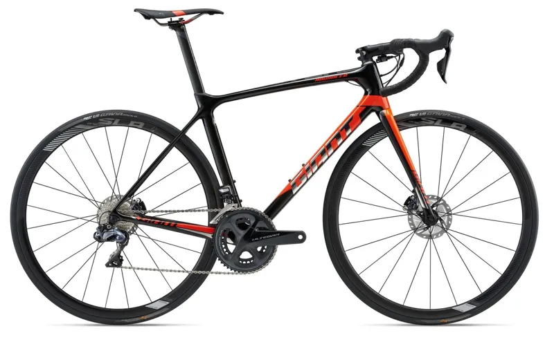 2018 GIANT TCR ADVANCED PRO 0 DISC CARBON ROAD BIKE, GLOSS CARBON/RED