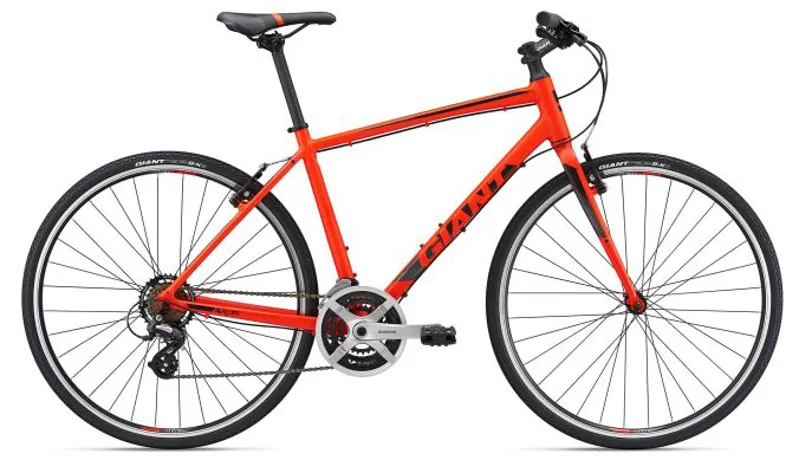 2018 GIANT ESCAPE 3 ALLOY HYBRID BIKE SATIN BLACK/CHARCOAL OR NEON RED
