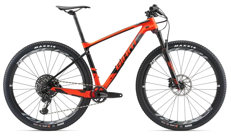 2018 GIANT XTC ADVANCED 29ER 1 CARBON DISC HARD TAIL XC BIKE NEON RED