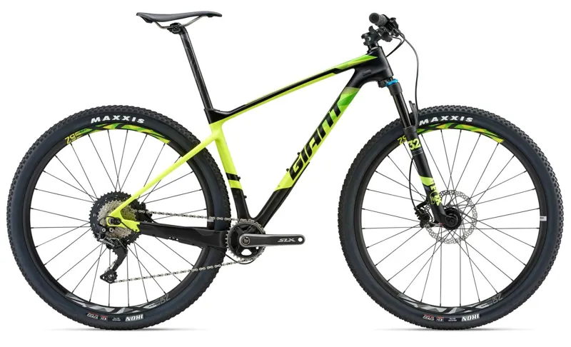 2018 GIANT XTC ADVANCED 29ER 2 CARBON DISC HARD TAIL XC BIKE, YELLOW