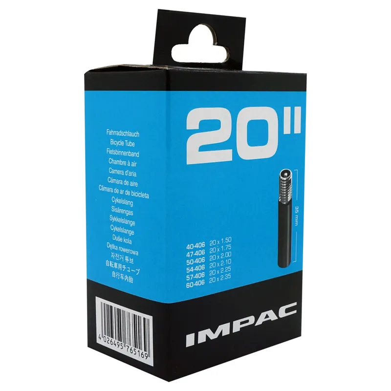 Impac AV20 20x1.5/2.35-inch 35mm Schrader Valve Inner Tube in Black