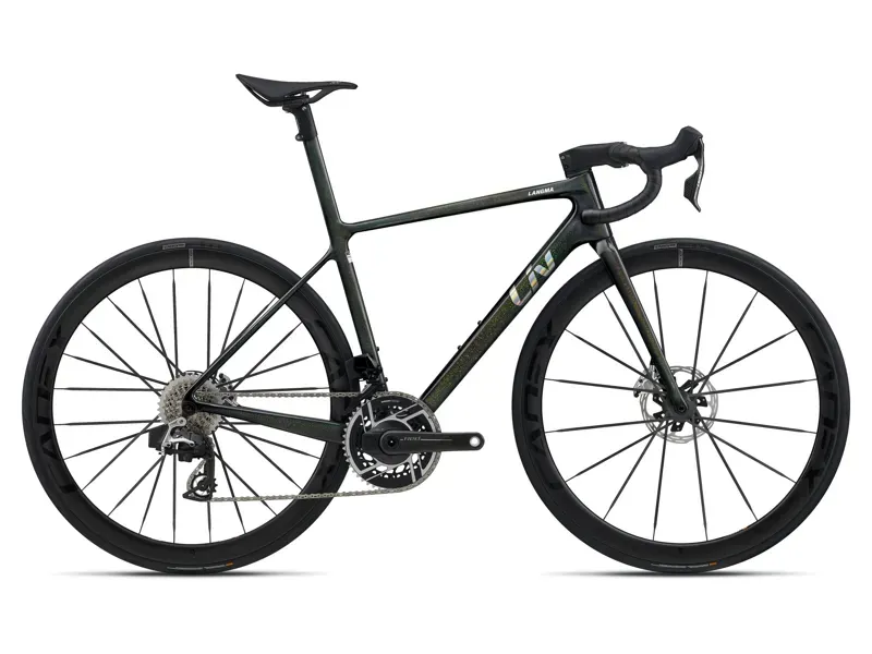 2026 Liv Langma Advanced SL 0 Road Bike in Raw Carbon/Rainbow Black/Iris
