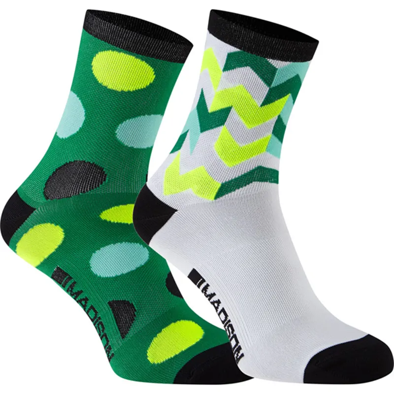 Madison Sportive Womens Small 36-39 Mid 2PK Socks In Green-1