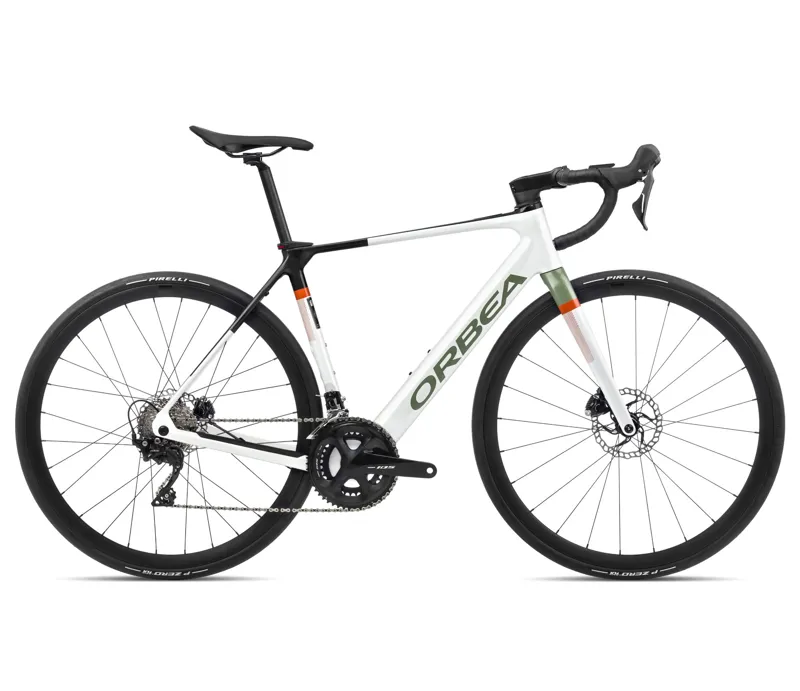 Orbea Gain M30 Electric Road Bike in White Chic/Green Artichoke