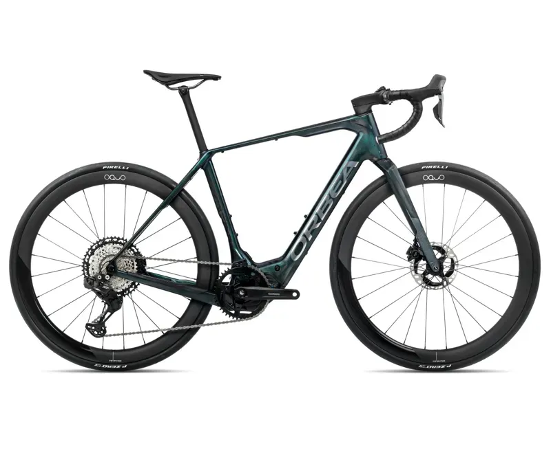 2025 Orbea Denna M10i E-Road Bike In Escape Green Gloss/Foggy Matt