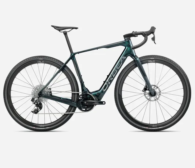 2025 Orbea Denna M31e E-Road Bike In Escape Green Gloss/Foggy Matt