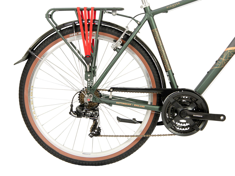 2020 Raleigh Pioneer Trail Crossbar 27.5 Hybrid Bike in Green-1