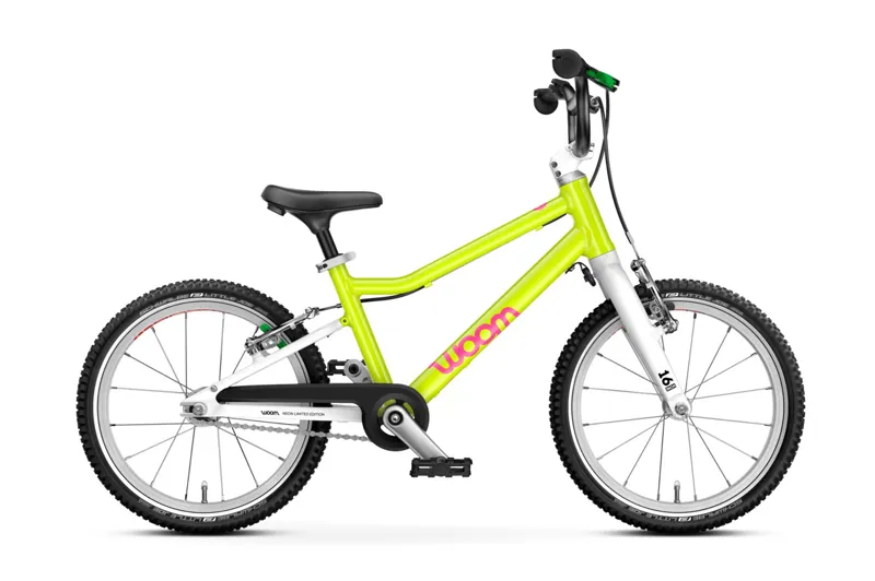 woom GO 3 - 16 inch Lightweight Kids Bike - Neon Lime