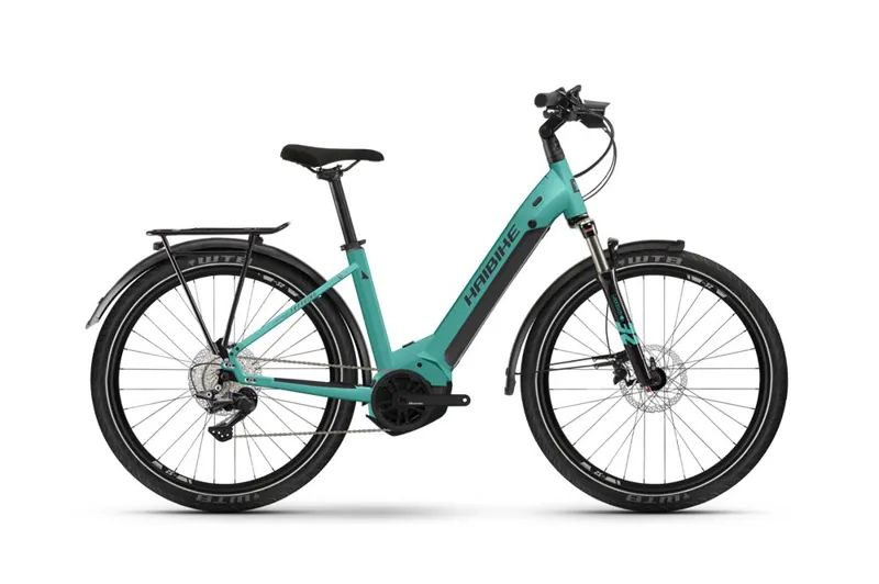 2024 Haibike Trekking 7 - Lowstep Electric Hybrid Bike - Aqua / Black