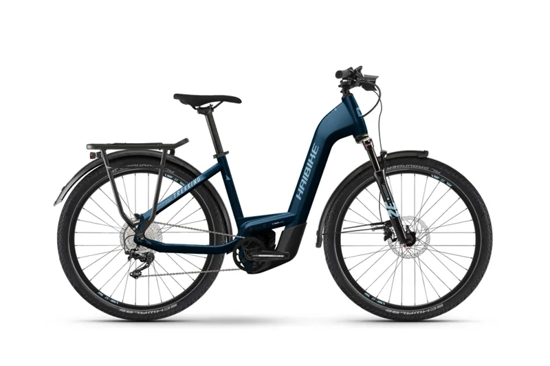 2024 Haibike Trekking 8 - Step Thru Electric Hybrid Bike - Royal Blue / Metallic