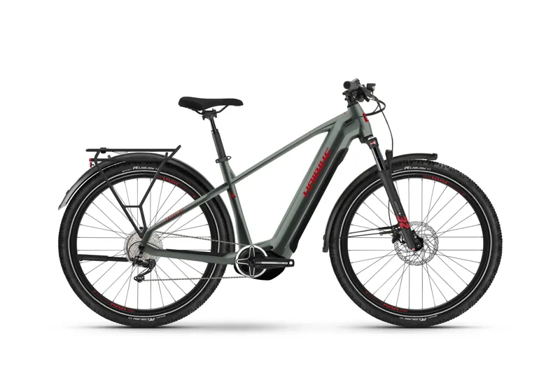 2024 Haibike Trekking 5 - Electric Hybrid Bike - Acacia Haze Met / Red