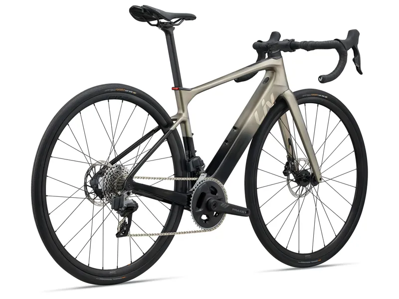 2025 Liv Avail Advanced E+ Elite 2 - Female specific eRoad Bike - Golden Haze-1